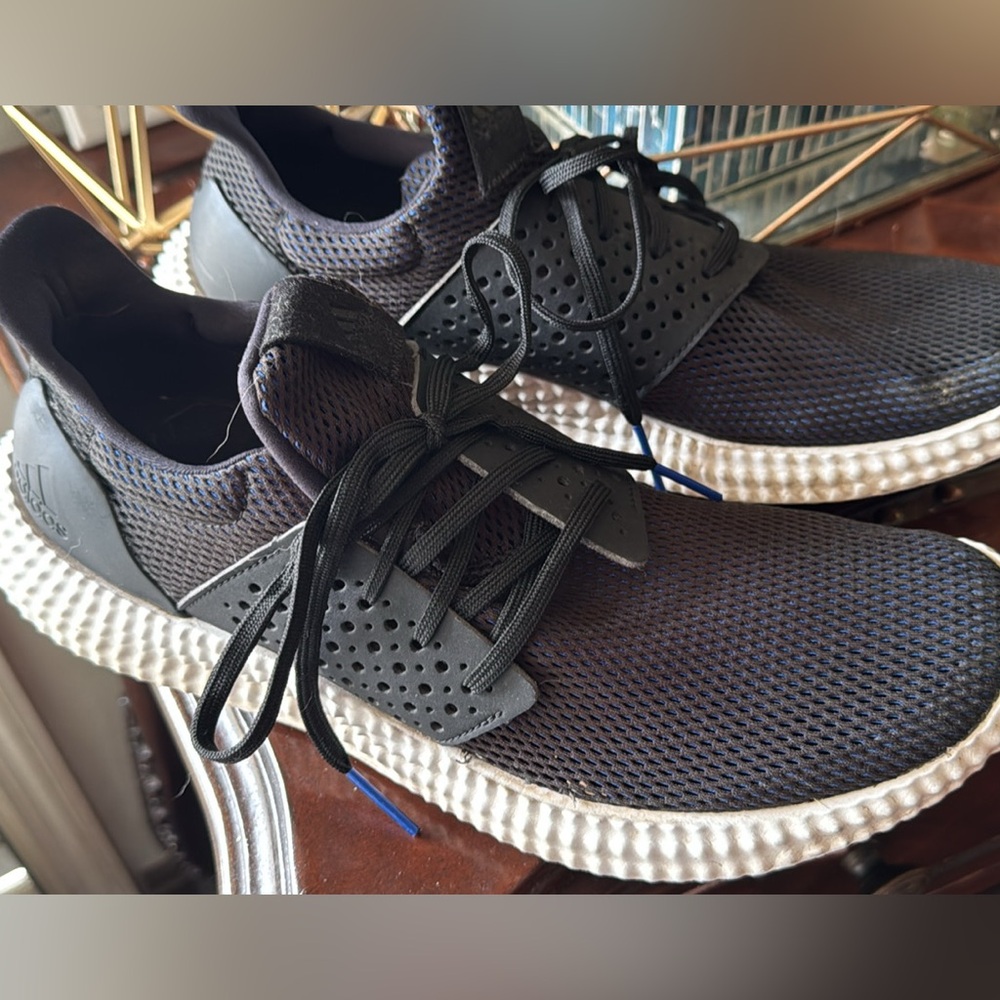 Adidas Black and White Athletic Shoes with Textured Midsole